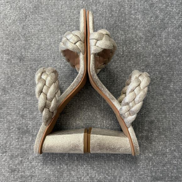 Dolce Vita Shoes Womens Size 7.5 Gold Heels Braided Sandals Block Party Chic - Picture 7 of 12